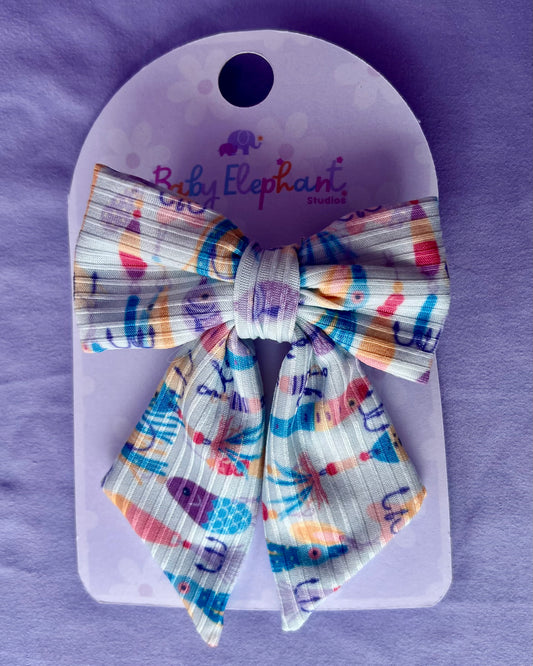 Fishy Hooks Barrette Bow