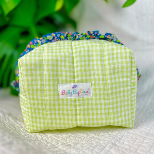 Green Gingham Medium Ruffle Essentials Bag